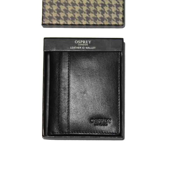 Osprey London Felix ID Wallet Bifold Black Glazed Calf Leather Men's - Picture 2 of 6